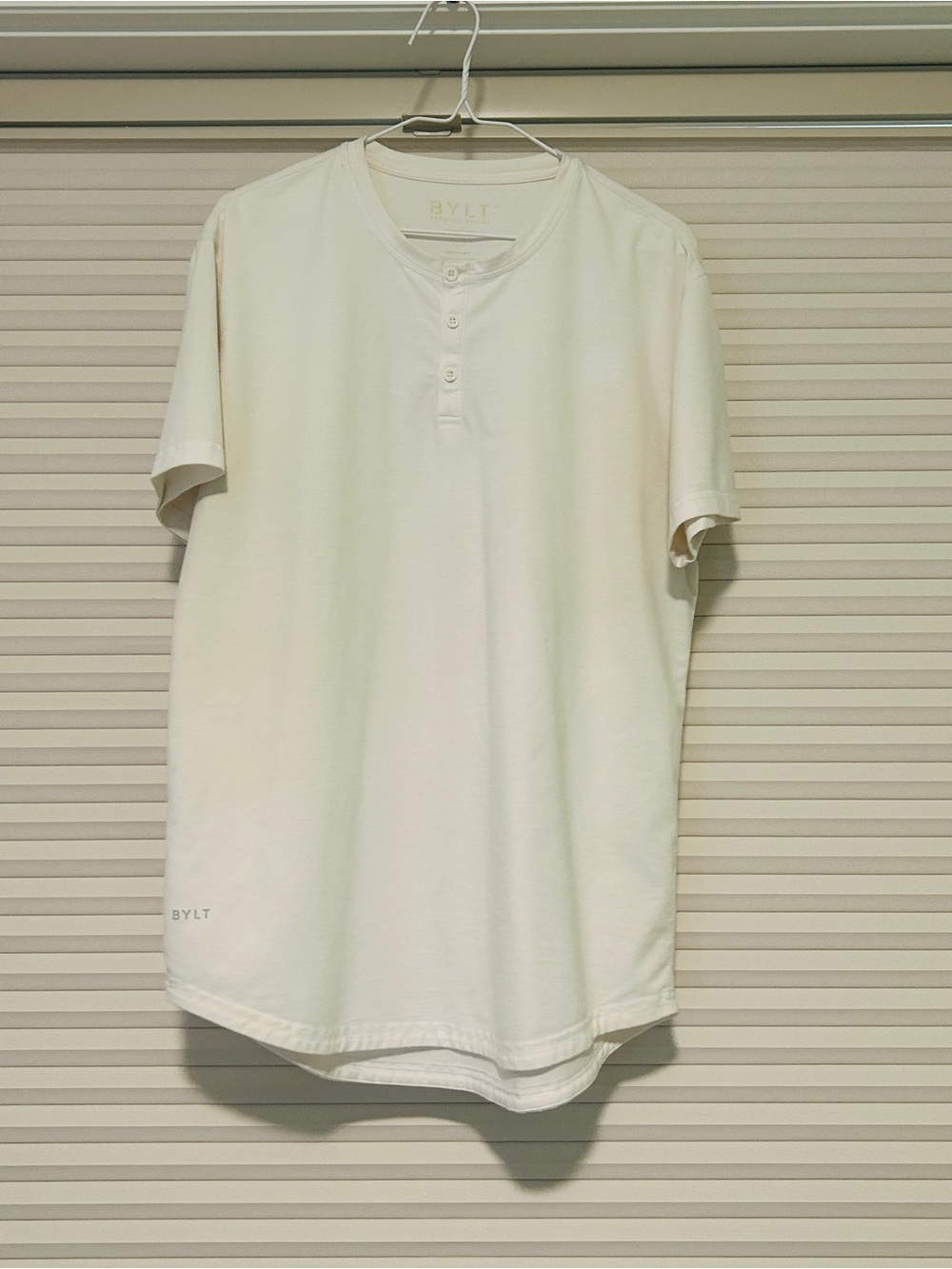 BYLT Basics Men's Short Sleeve Henley in Cream